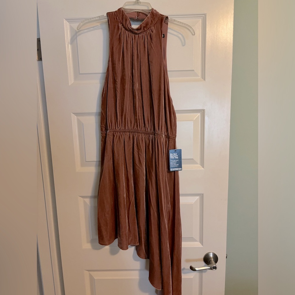 Express Asymmetrical Hem Velour Dress